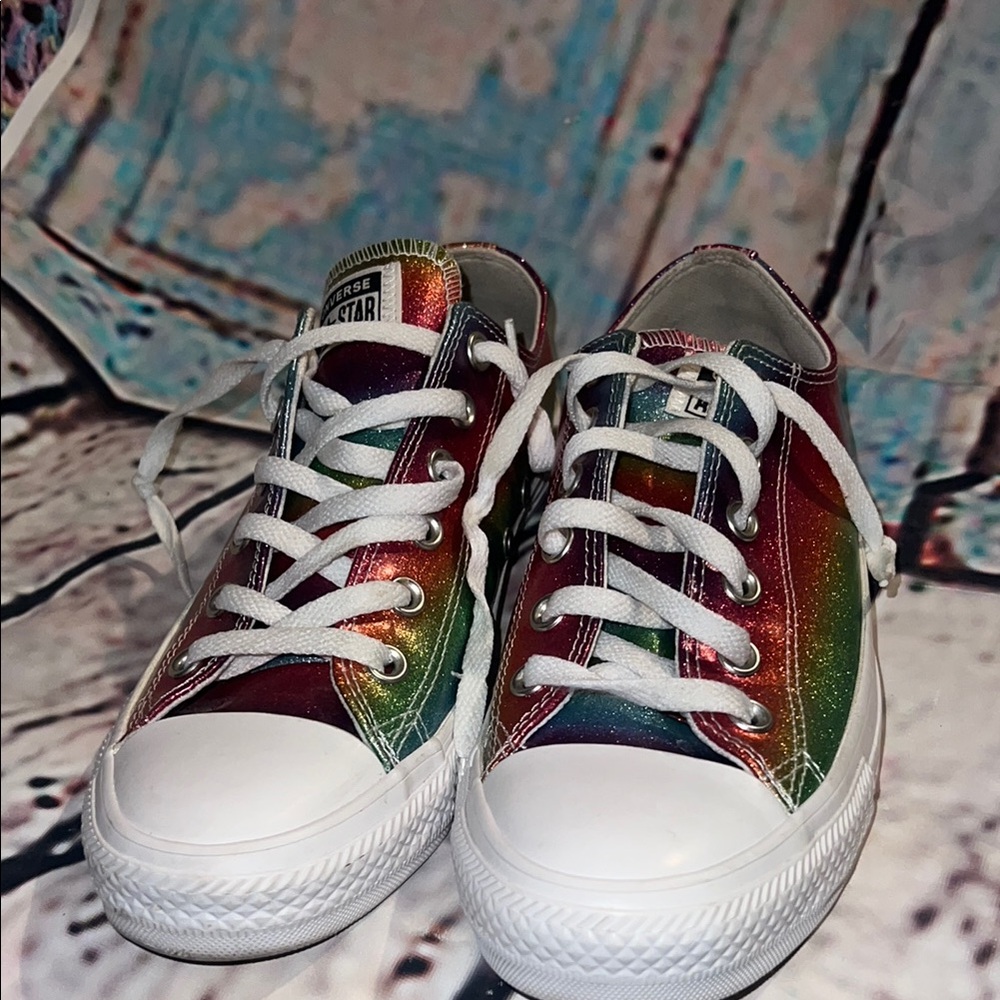 Converse Low Top Rainbow Glitter Sneakers